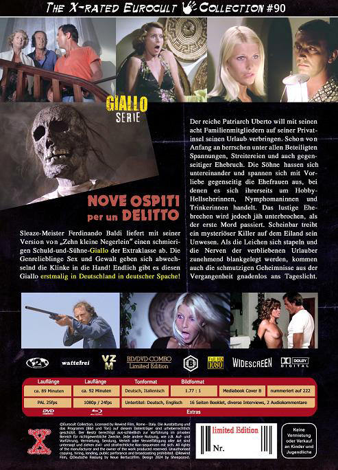 NOVE OSPITI PER UN DELITTO - NEUN GÄSTE FÜR DEN TOD (Blu-Ray+DVD) - Cover B - Mediabook - Limited 222 Edition
