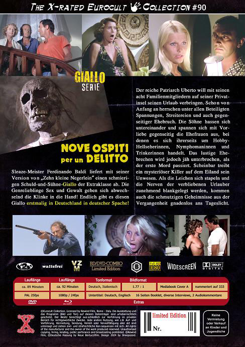 NOVE OSPITI PER UN DELITTO - NEUN GÄSTE FÜR DEN TOD (Blu-Ray+DVD) - Cover A - Mediabook - Limited 333 Edition