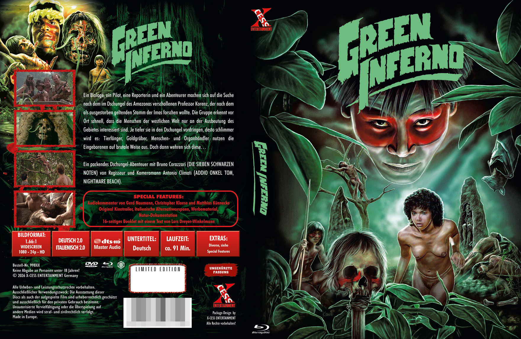 GREEN INFERNO (Blu-Ray) - Mediabook (wattiert) - Limited 222 Edition + Bolus-DVD