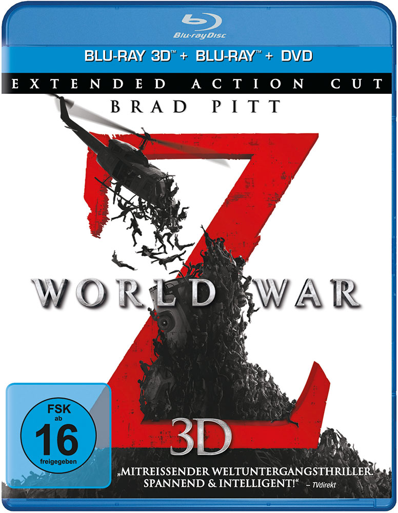 WORLD WAR Z (Blu-Ray 3D+Blu-Ray+DVD) (3Discs) - 2D & 3D Version -  Extended Action Cut