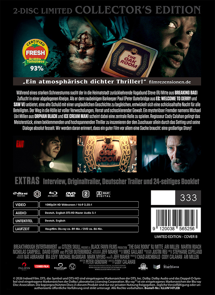 OAK ROOM, THE (Blu-Ray+DVD) - Cover B - Mediabook - Limited 333 Edition