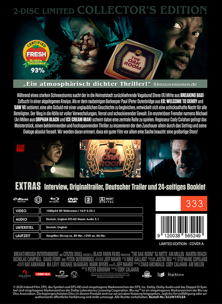 OAK ROOM, THE (Blu-Ray+DVD) - Cover A - Mediabook - Limited 333 Edition