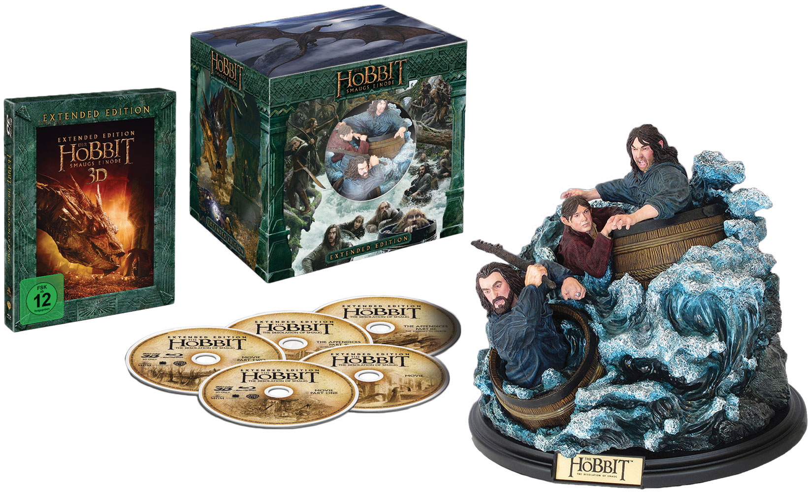 HOBBIT, DER - SMAUGS EINÖDE (Blu-Ray 3D) - Extended Sammleredition (5 Discs) + Figur